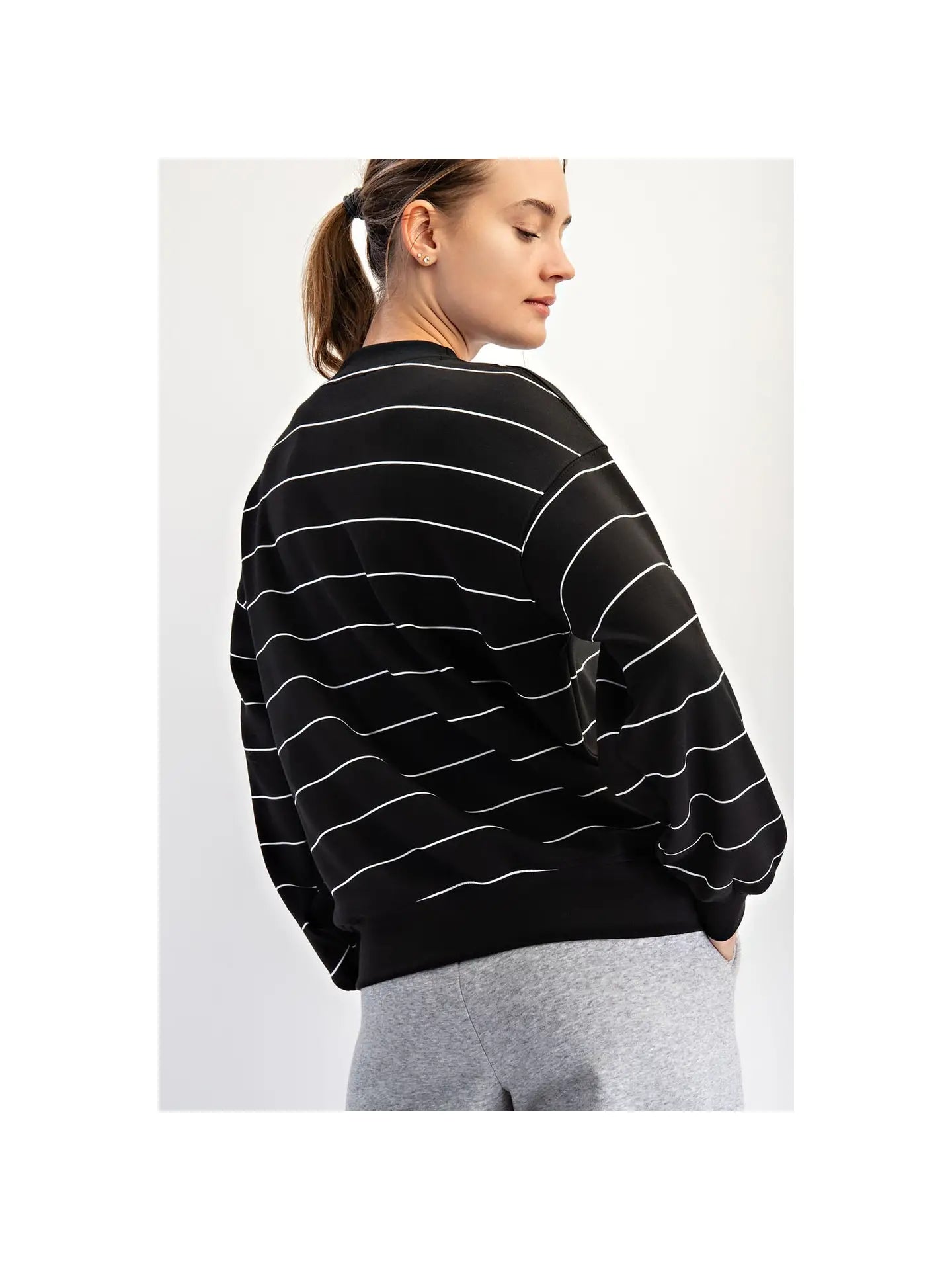 Modal Scuba Stripe Crew Neck Top