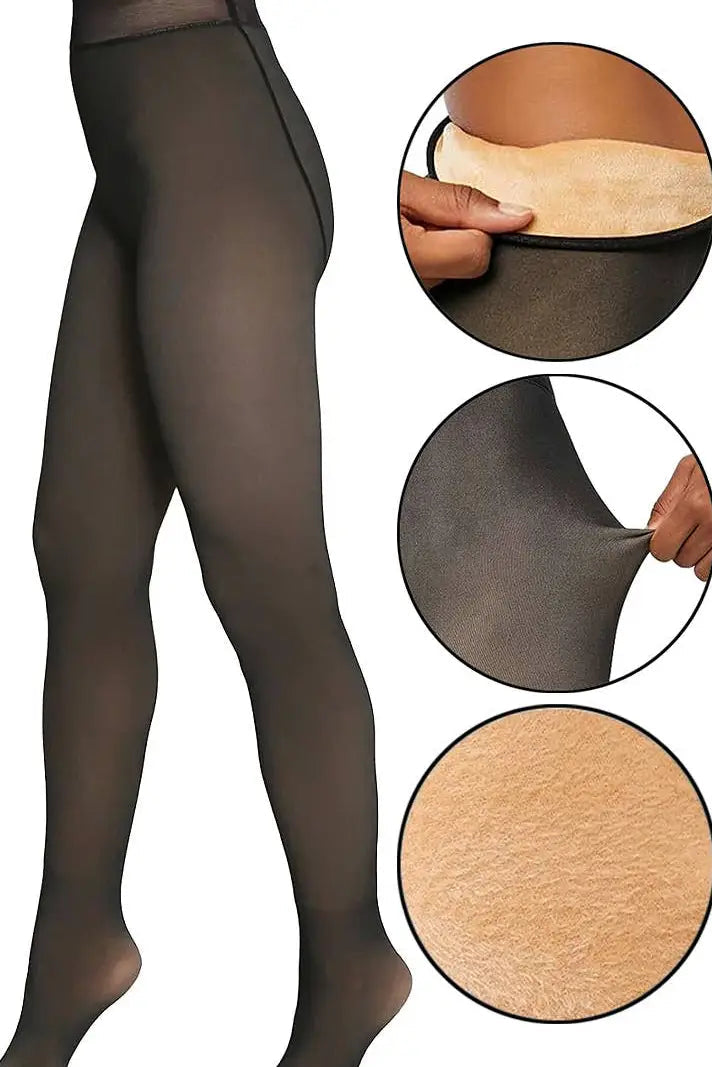 Fake Sheer Fleece Lined Pantyhose Tights