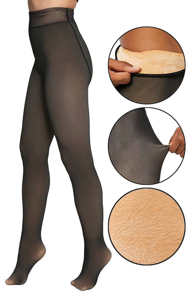 Fake Sheer Fleece Lined Pantyhose Tights
