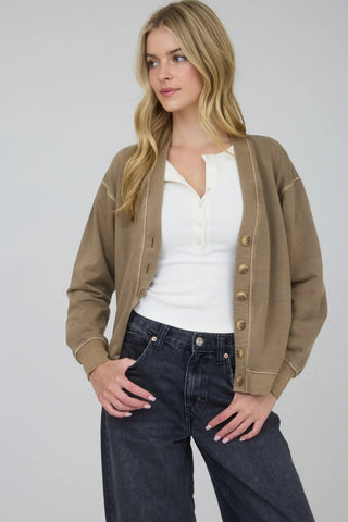 Washed Button Down Cardigan