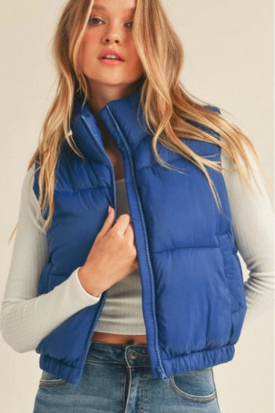 High Neck Faux Down Puffer Vest