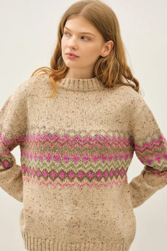 woman in fair isle sweater