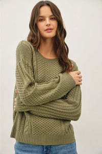 Classic Cable Knit Crewneck Sweater