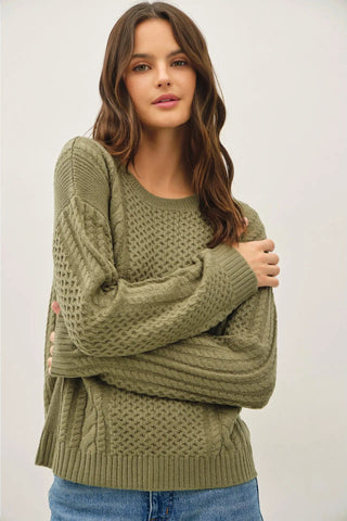 Classic Cable Knit Crewneck Sweater