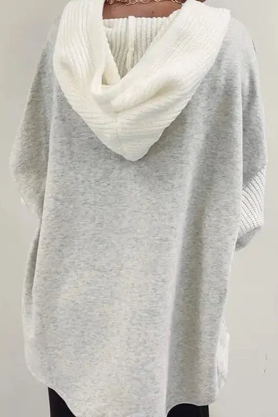Colorblock Knit Sleeve Hoodie