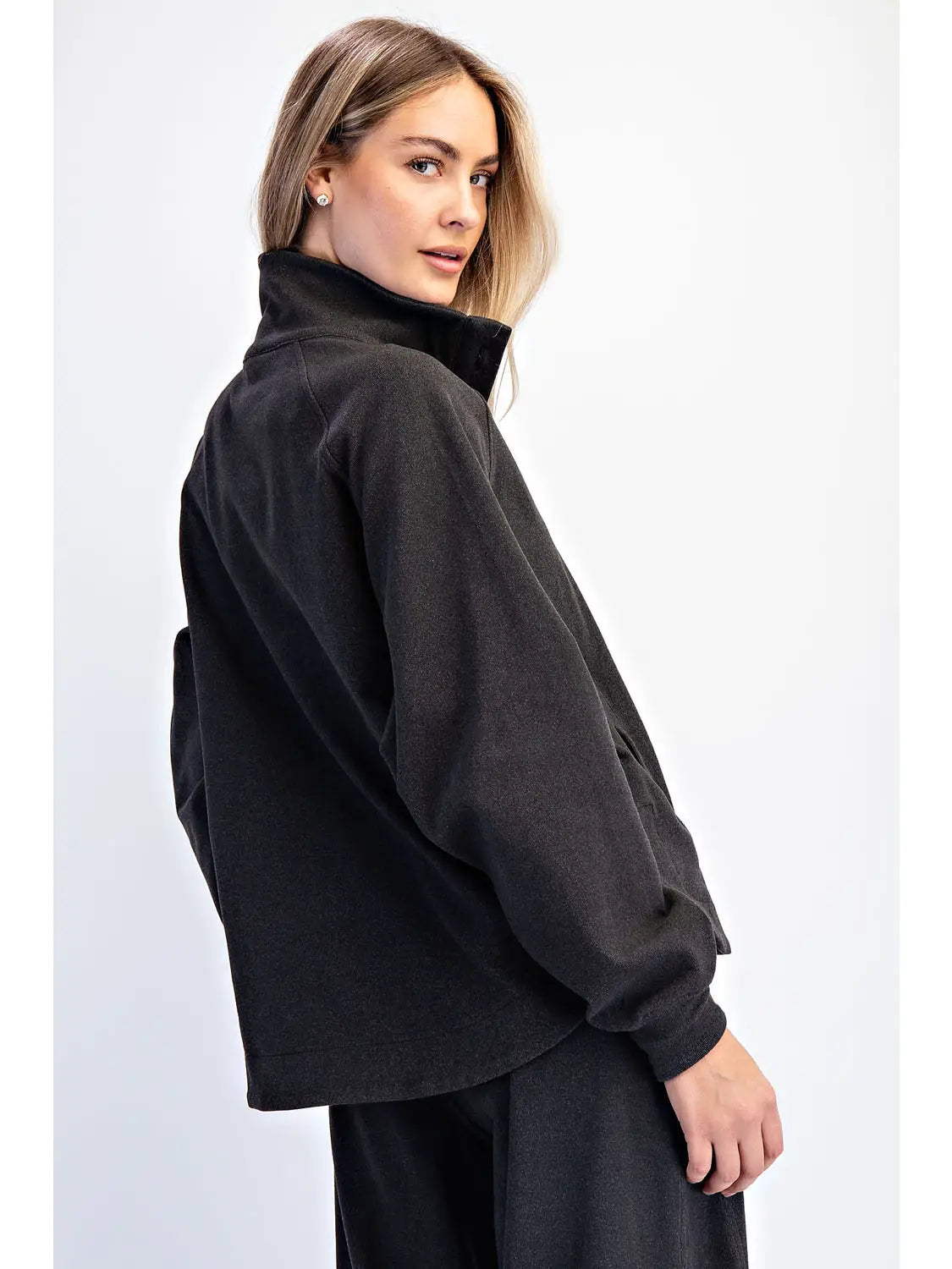 Brushed Rib Button Down Pullover