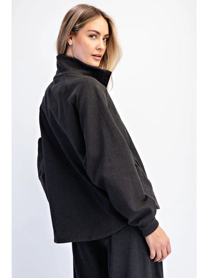 Brushed Rib Button Down Pullover