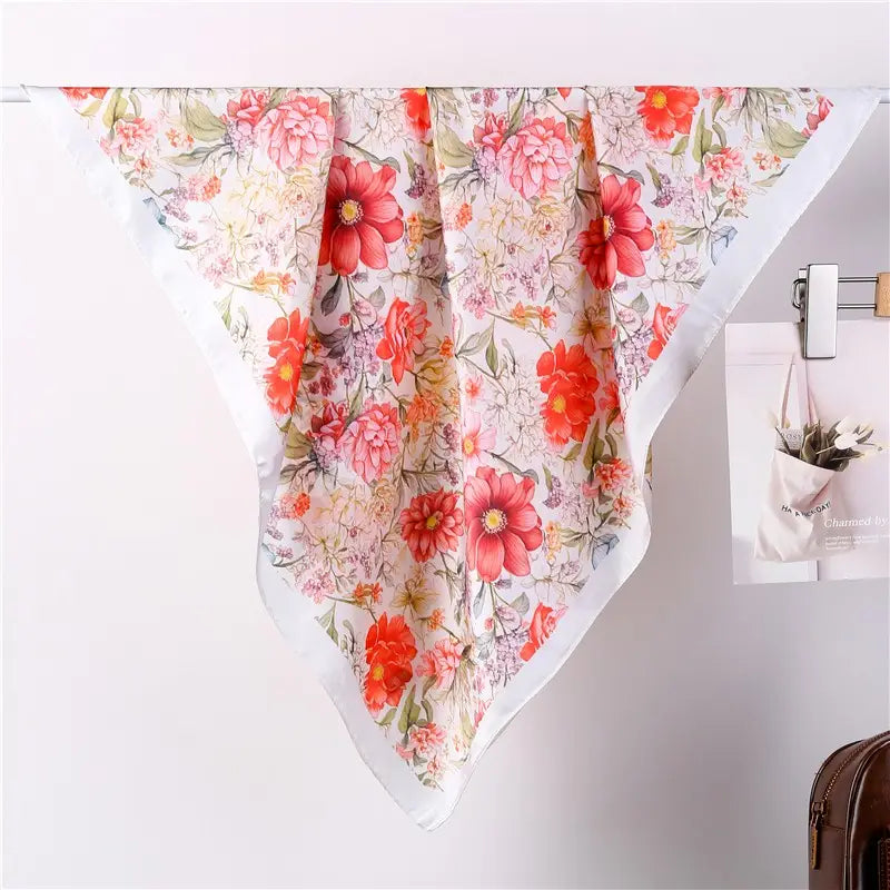 orange flower print bandana scarf