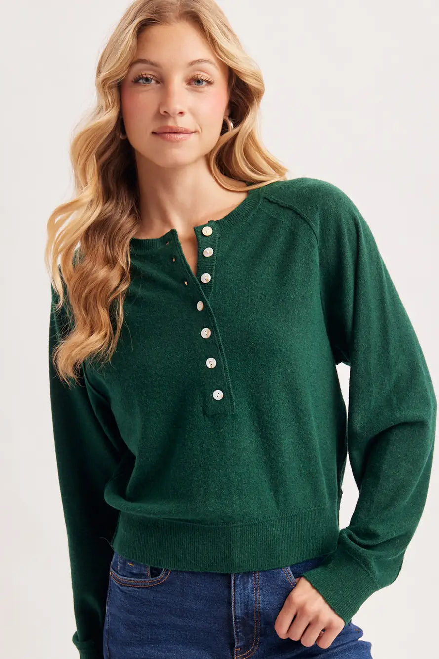 woman in henely sweater