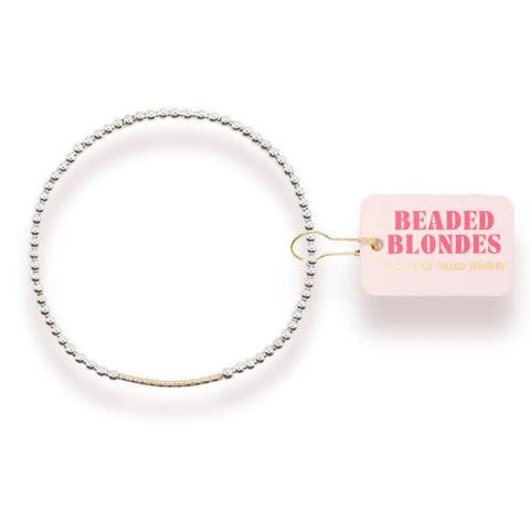 Silver with Gold Dainty Bar Bracelet