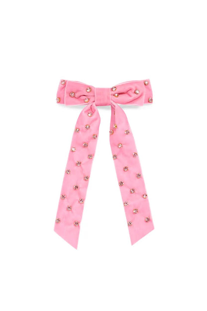 Velvet and Rhinestones Bow Clip