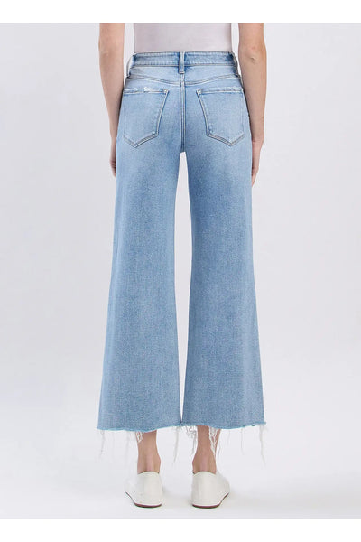 High Rise Distressed Crop Wide Jeans