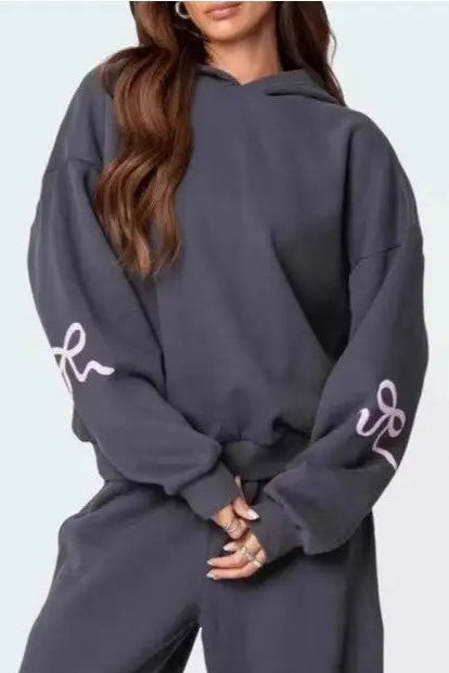 Fleece Hooded Bow Sweatshirt
