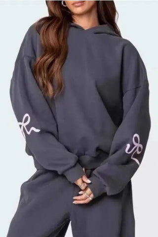 Fleece Hooded Bow Sweatshirt