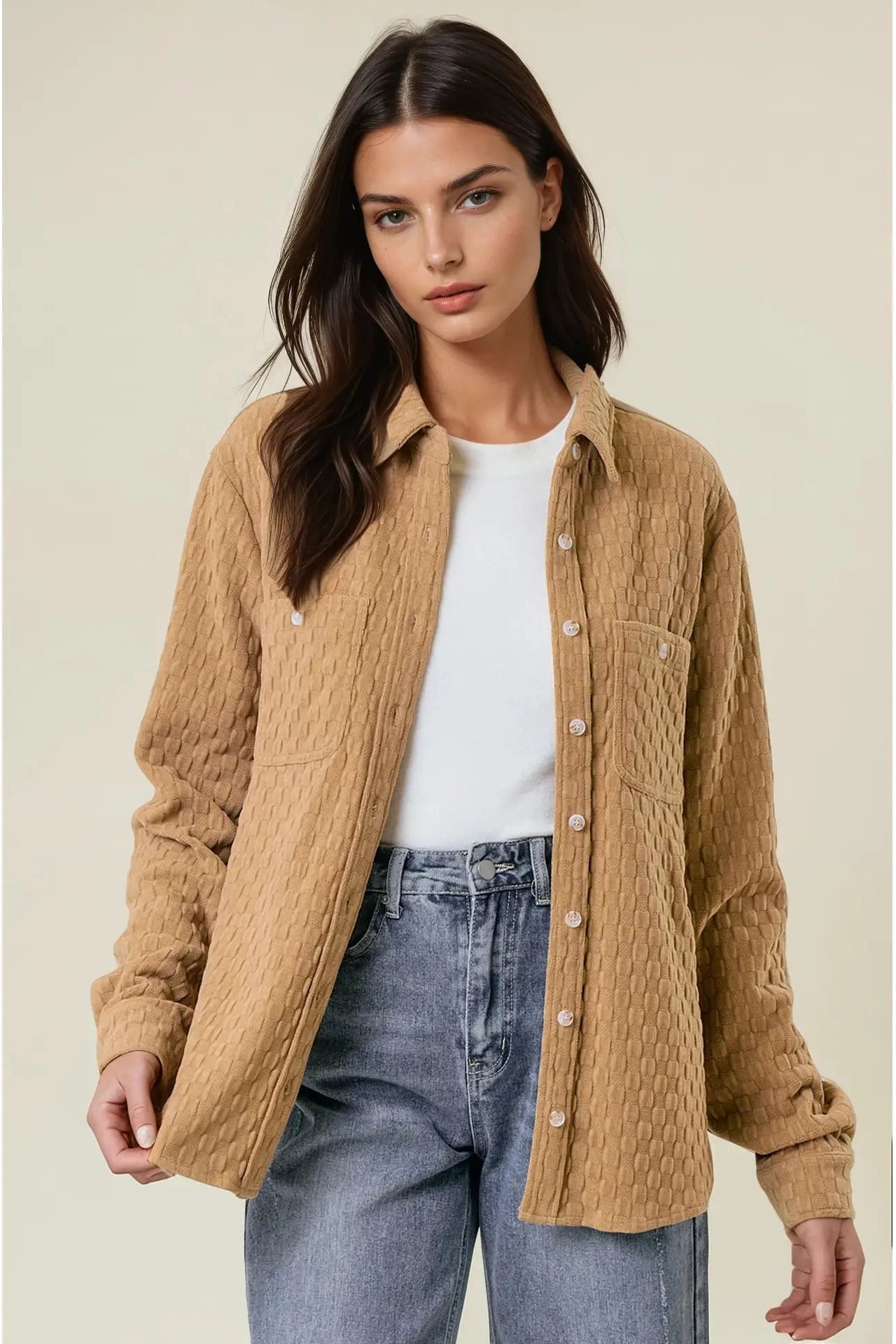 Textured Button Down Shirt