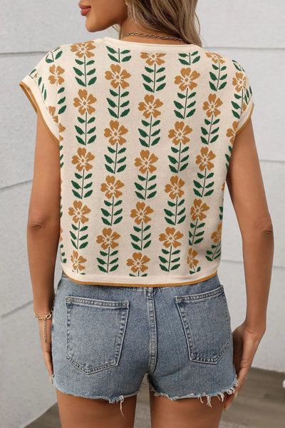 Knit Top with Floral Detail