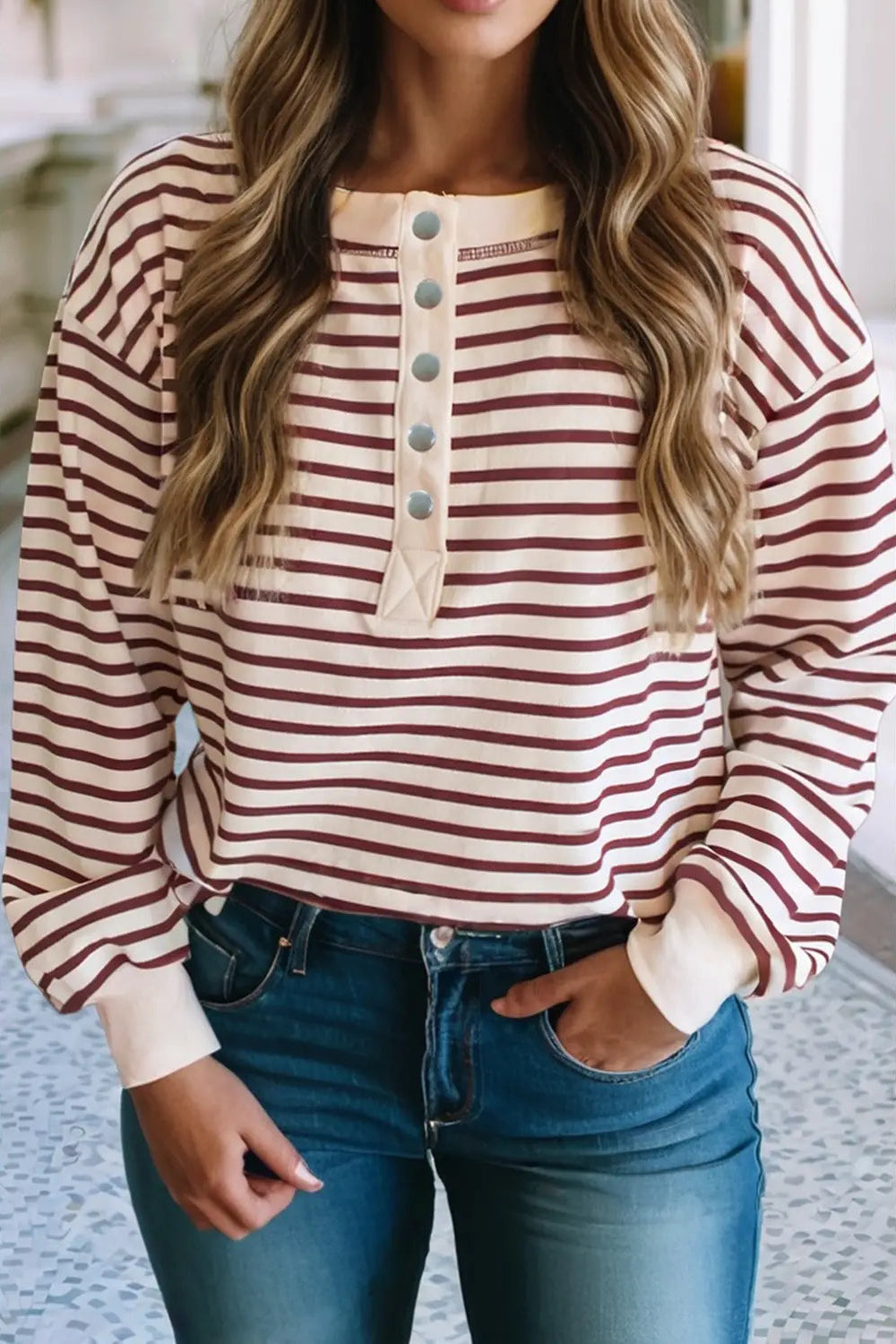 Striped Button Knit