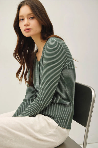 Stitched Thermal Henley Top