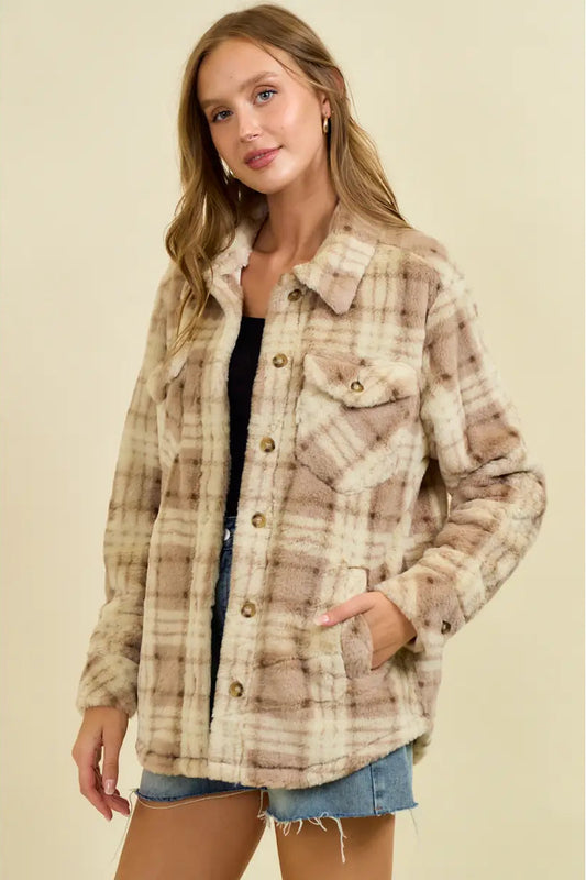 Faux Fur Plaid Shacket