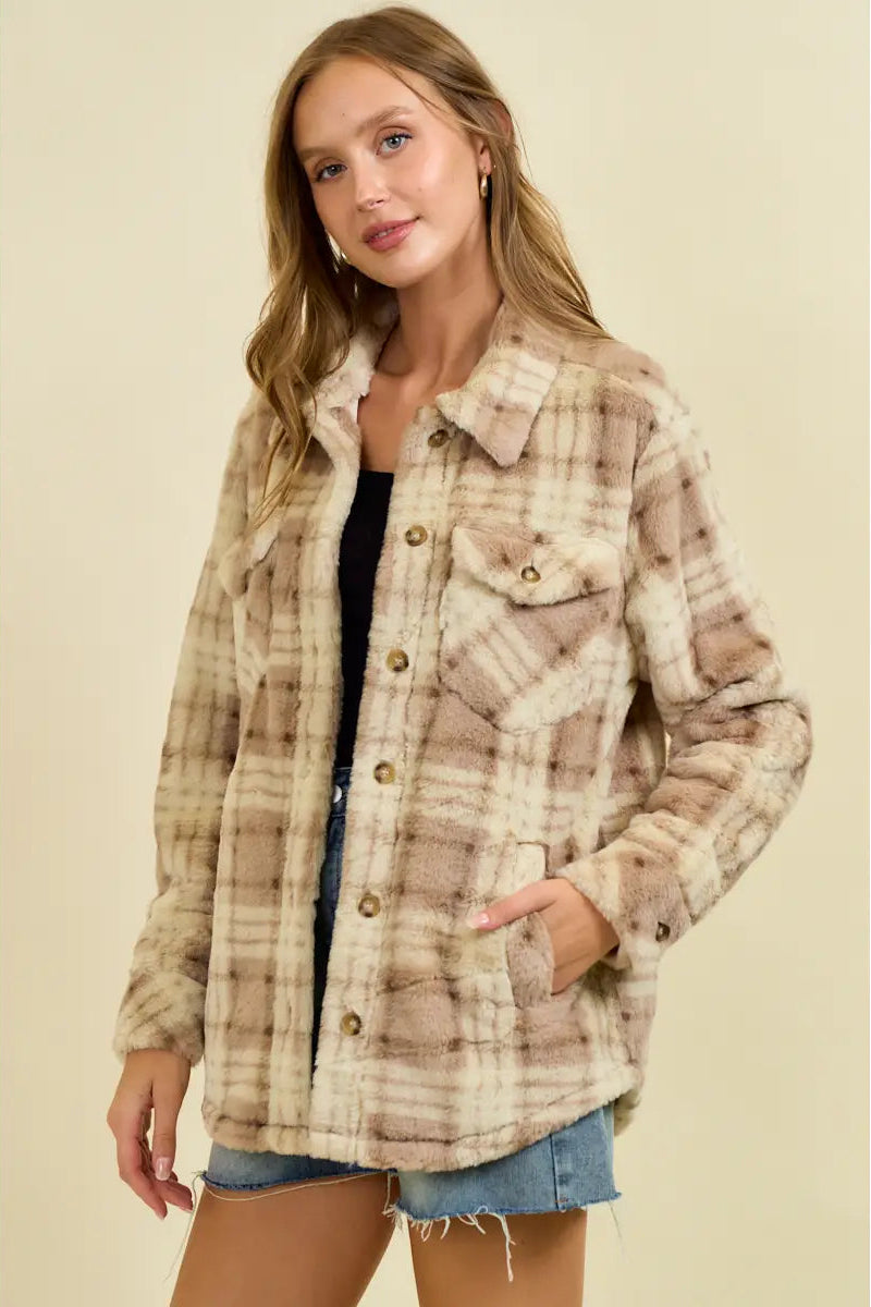 Faux Fur Plaid Shacket