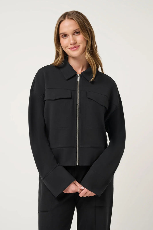 woman in black jacket