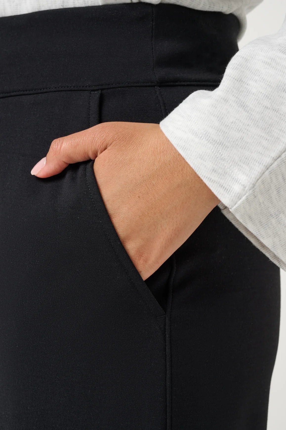 close up of pocket on black pants 