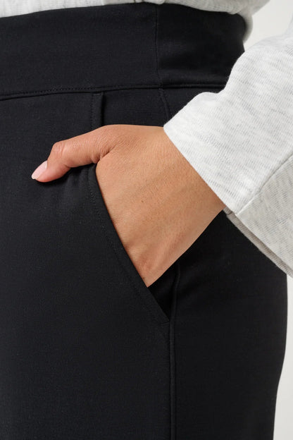 close up of pocket on black pants 