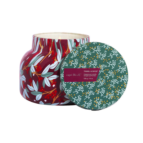 Capri Blue Tinsel & Spice Holiday Pattern Play Signature Candle