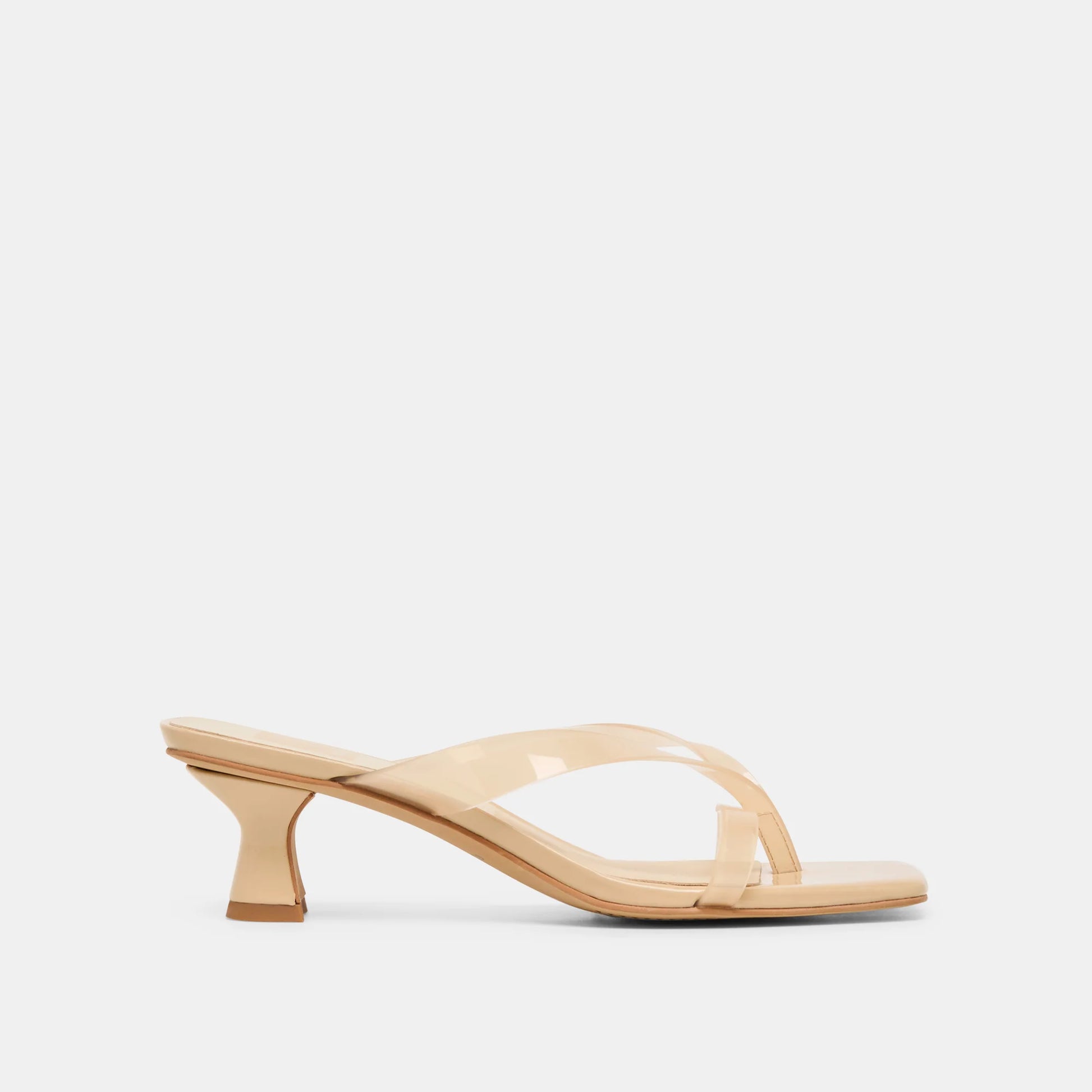 Beige high-heeled sandal on a white background