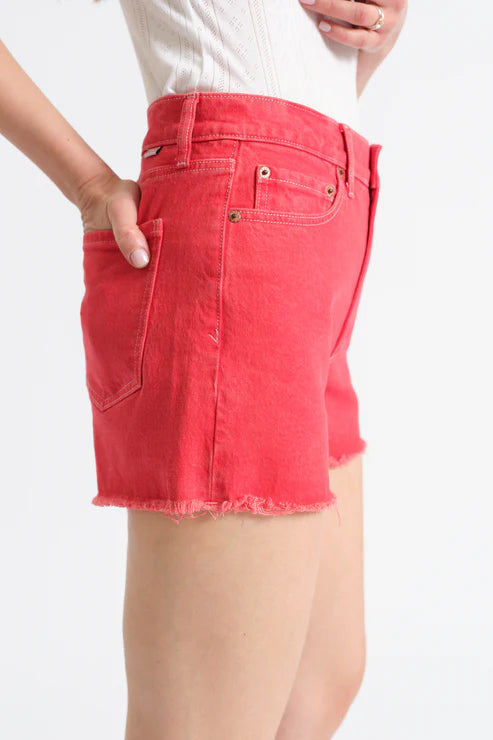 coral colored cut off womens shorts