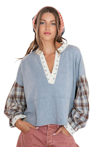 Plaid Trim Top