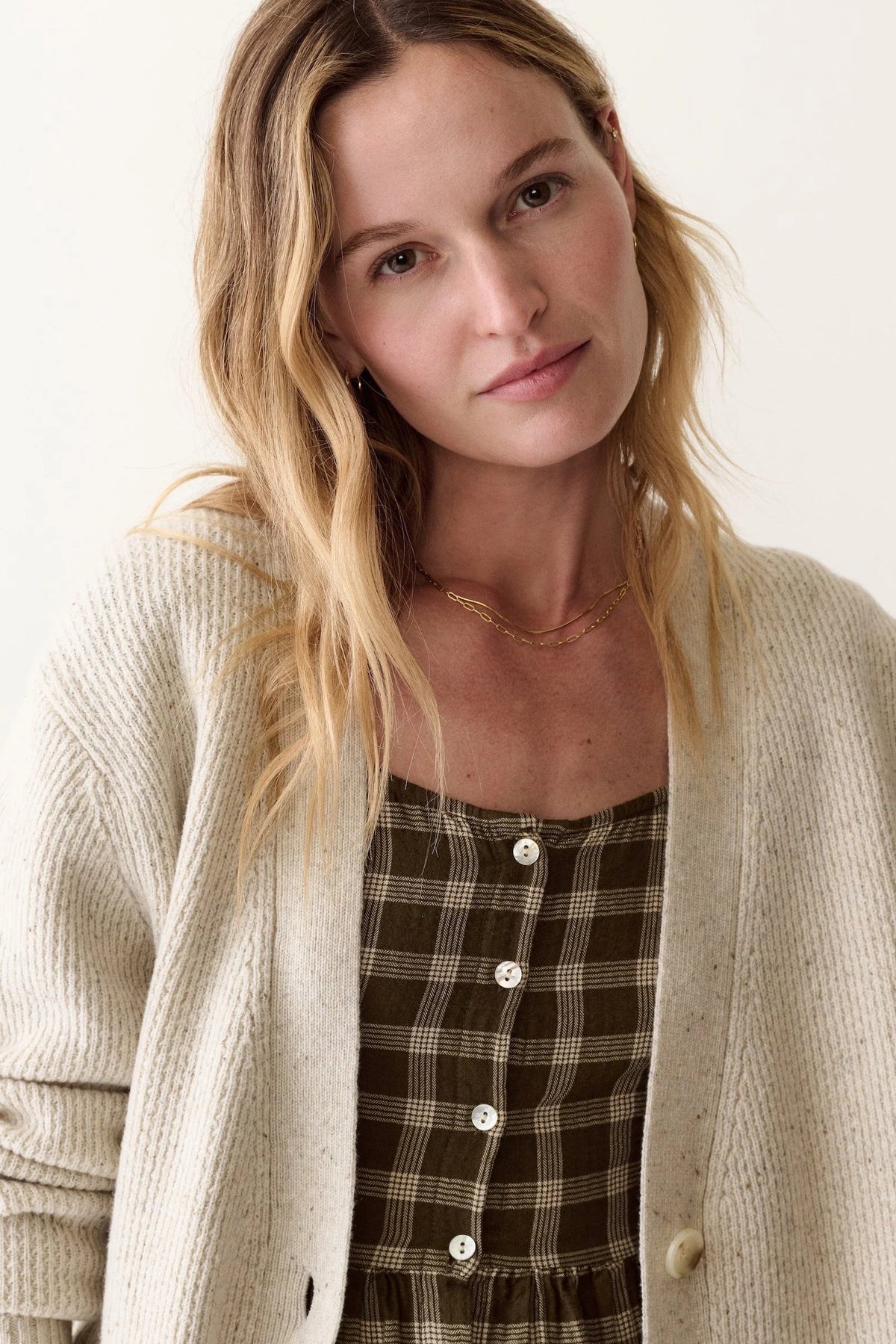 woman in cardigan