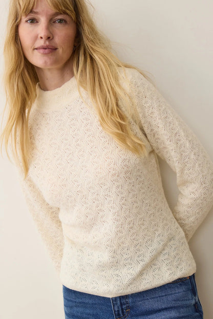 Lucia Pointelle Mock Neck Sweater