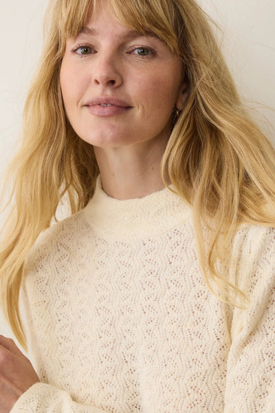 Lucia Pointelle Mock Neck Sweater