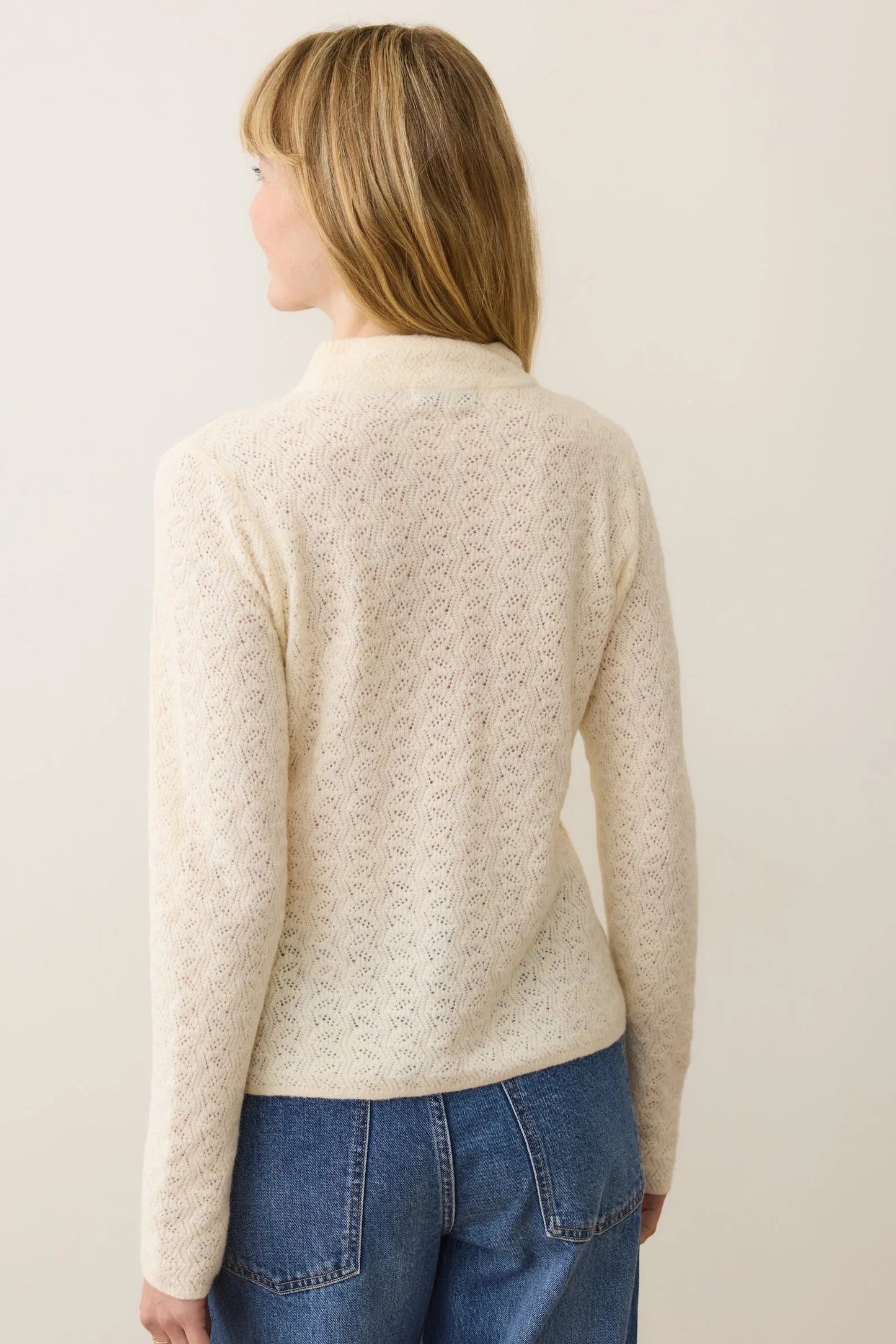 Lucia Pointelle Mock Neck Sweater
