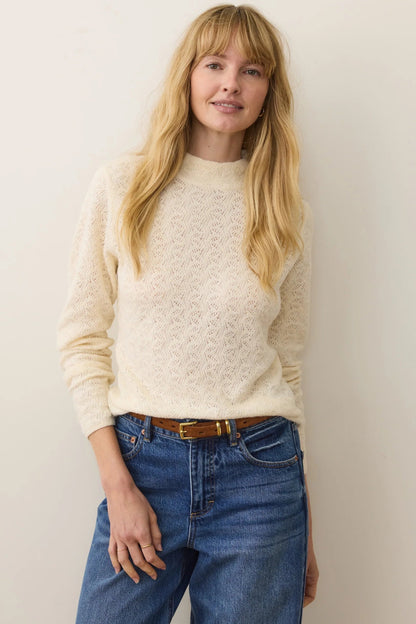 Lucia Pointelle Mock Neck Sweater