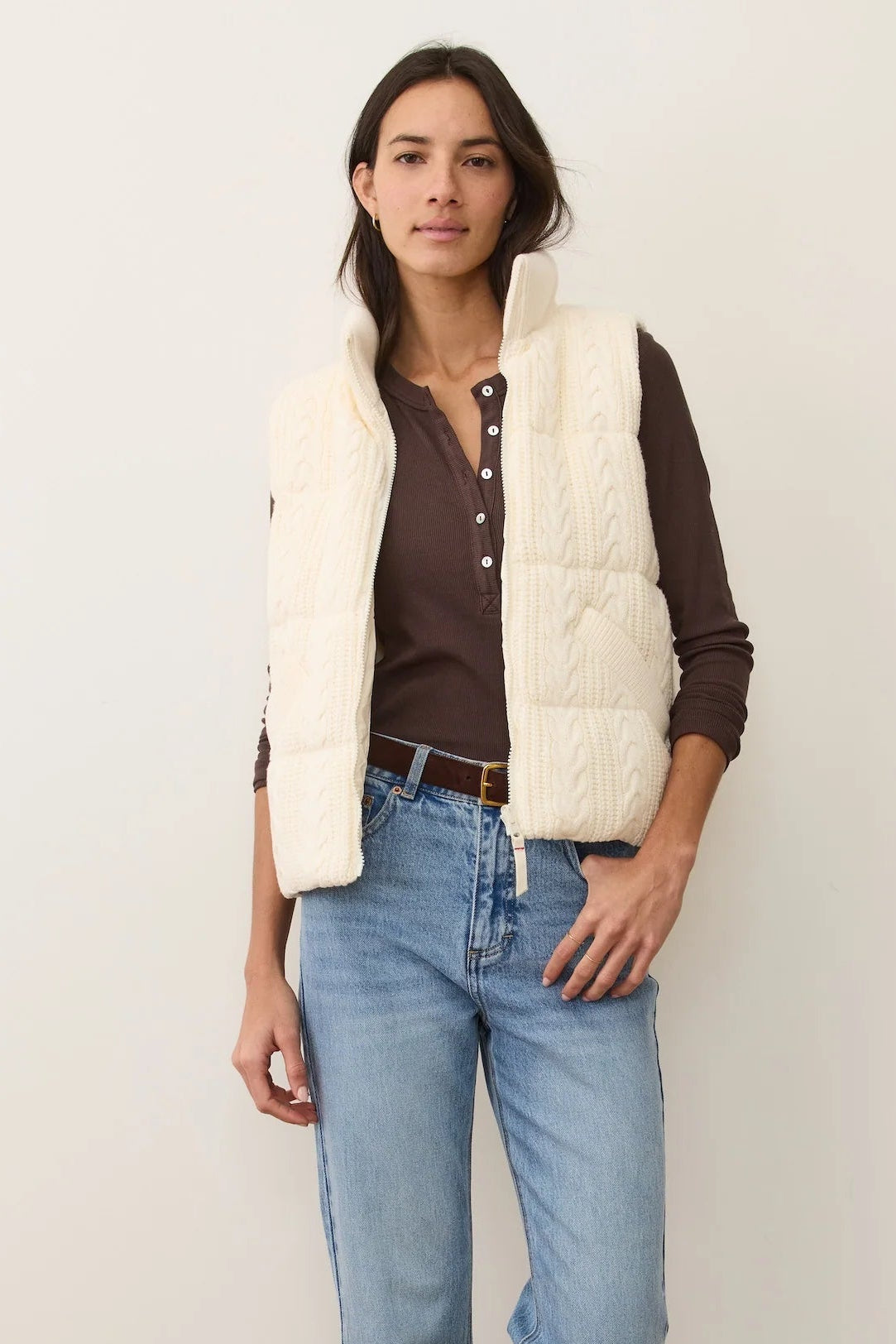 Alba Cable Knit Reversible Puffer Vest