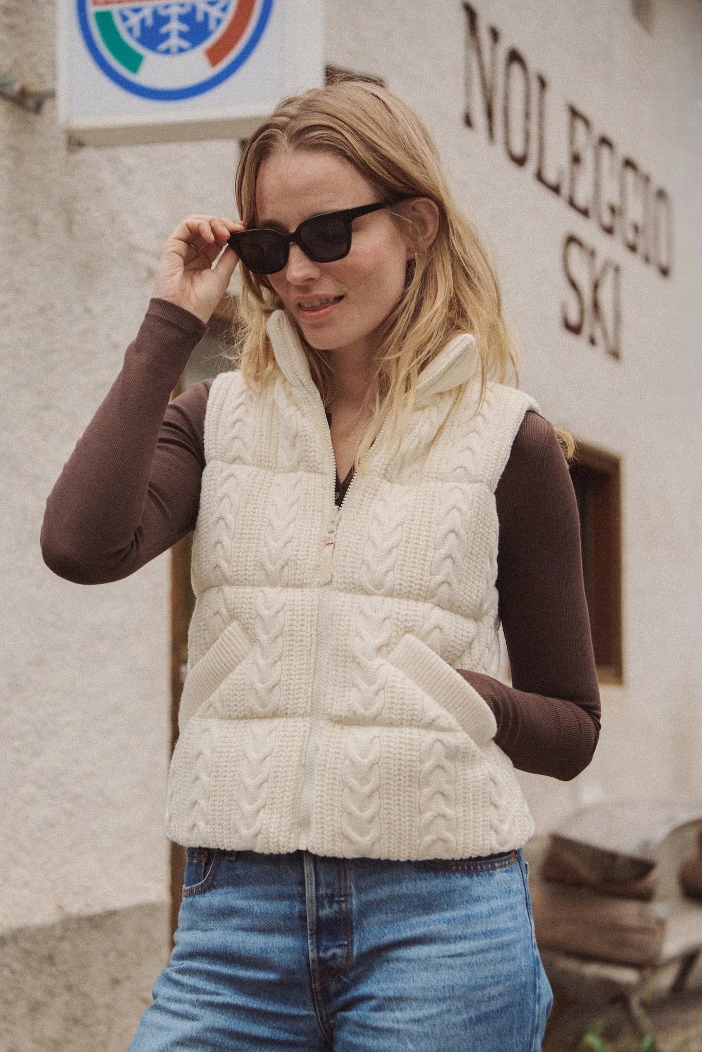Alba Cable Knit Reversible Puffer Vest