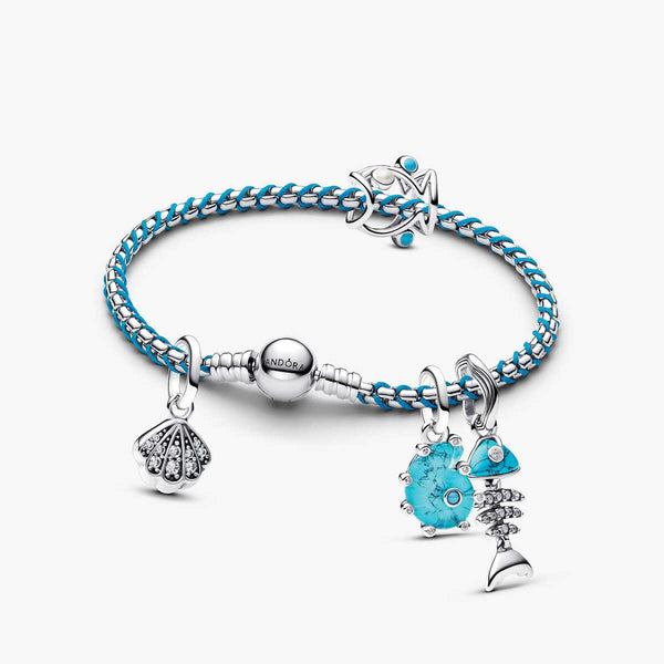 Pandora Blue Cord Snake Chain Bracelet