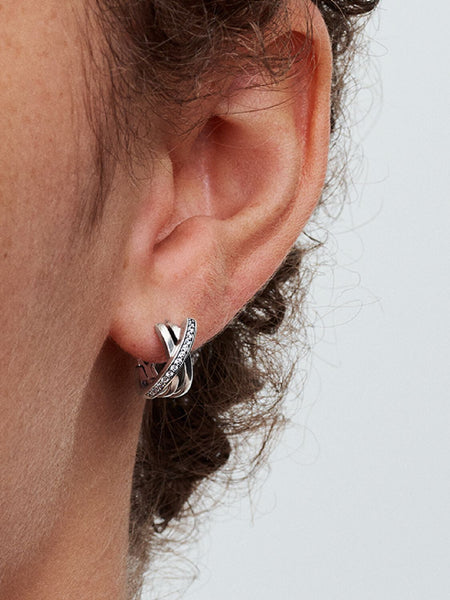 Pandora Crossover Pavé Hoop Earrings