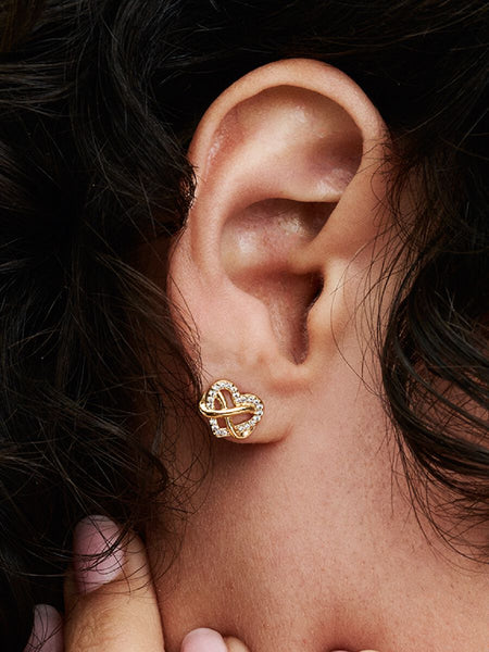 Pandora Sparkling Infinity Heart Stud Earrings