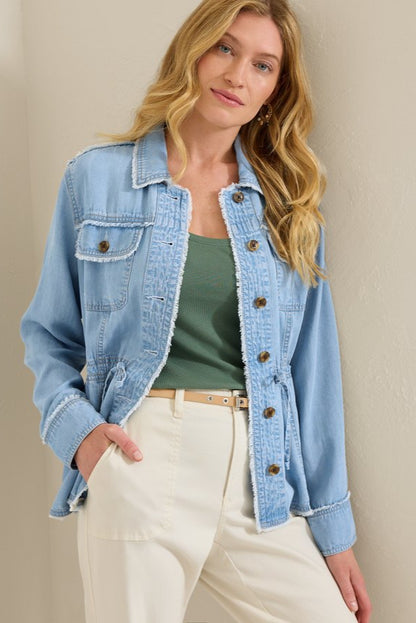Chambray O'Lei Linen-Blend Utility Jacket