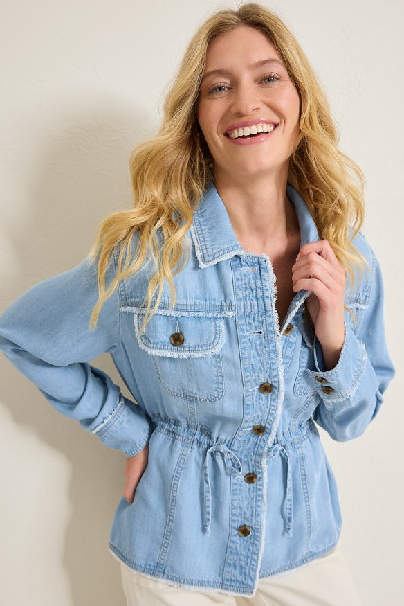 Chambray O'Lei Linen-Blend Utility Jacket