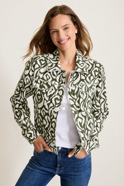 Two Palms Inlet Ikat Raw-Edge Linen Jacket