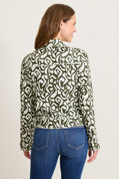 Two Palms Inlet Ikat Raw-Edge Linen Jacket