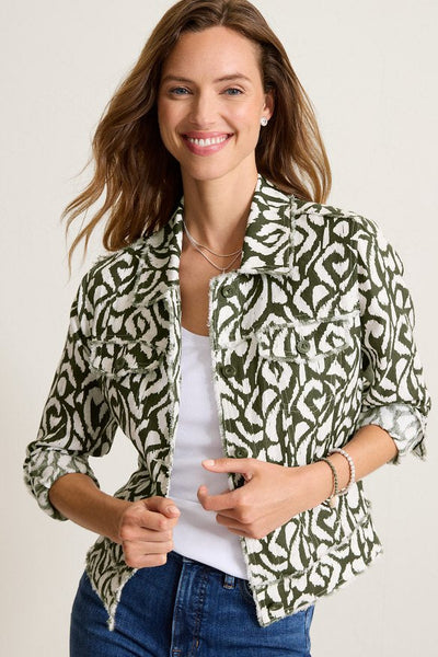 Two Palms Inlet Ikat Raw-Edge Linen Jacket