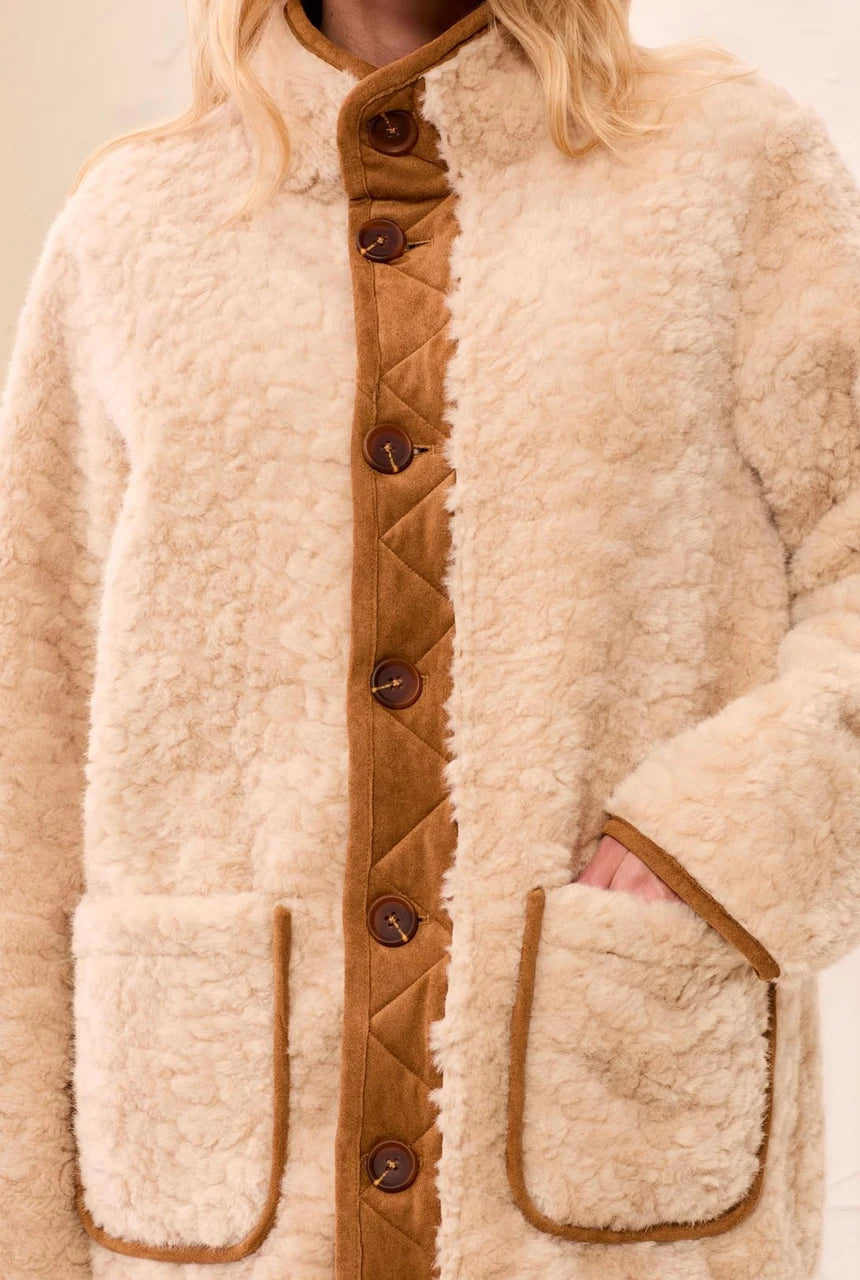 close up of sherpa coat