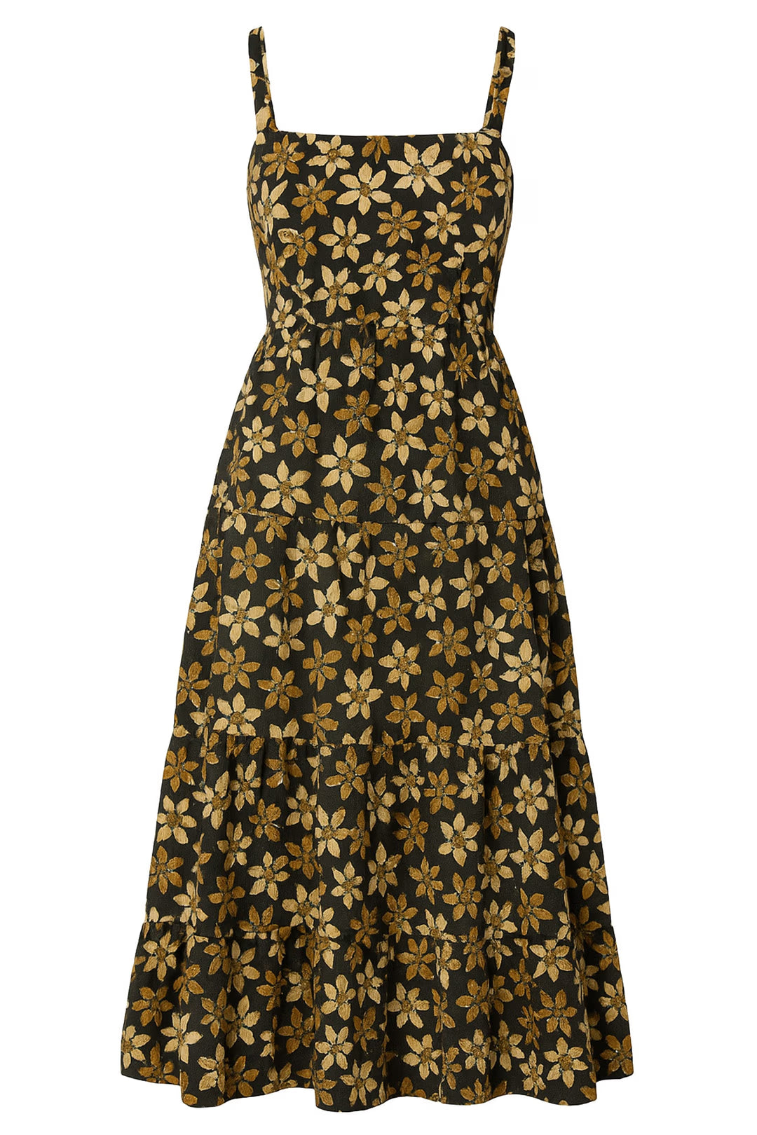dress with black and tan vintage flower print 
