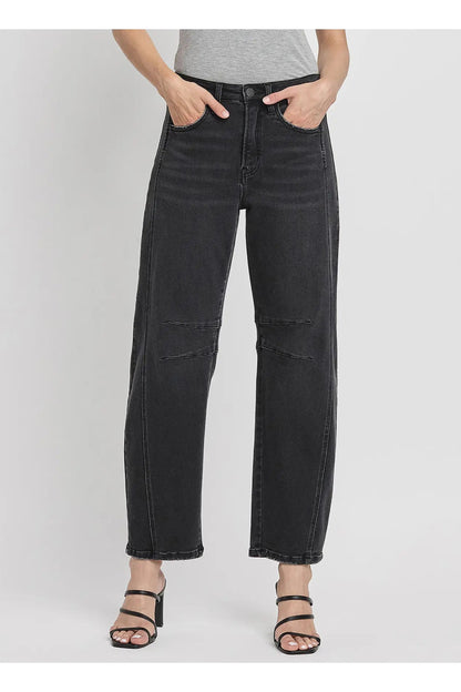 High Rise Ankle Barrel Leg Jeans