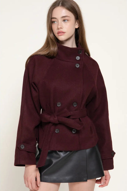woman in button jaacket and skirt 